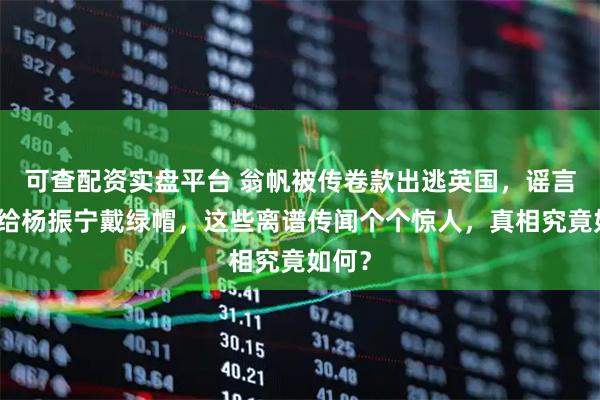 可查配资实盘平台 翁帆被传卷款出逃英国，谣言称其给杨振宁戴绿帽，这些离谱传闻个个惊人，真相究竟如何？